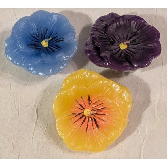 NOS Floating Candles Flowers Home Interiors Pansies Set Of 6 Garden Party Vtg - Picture 4 of 16